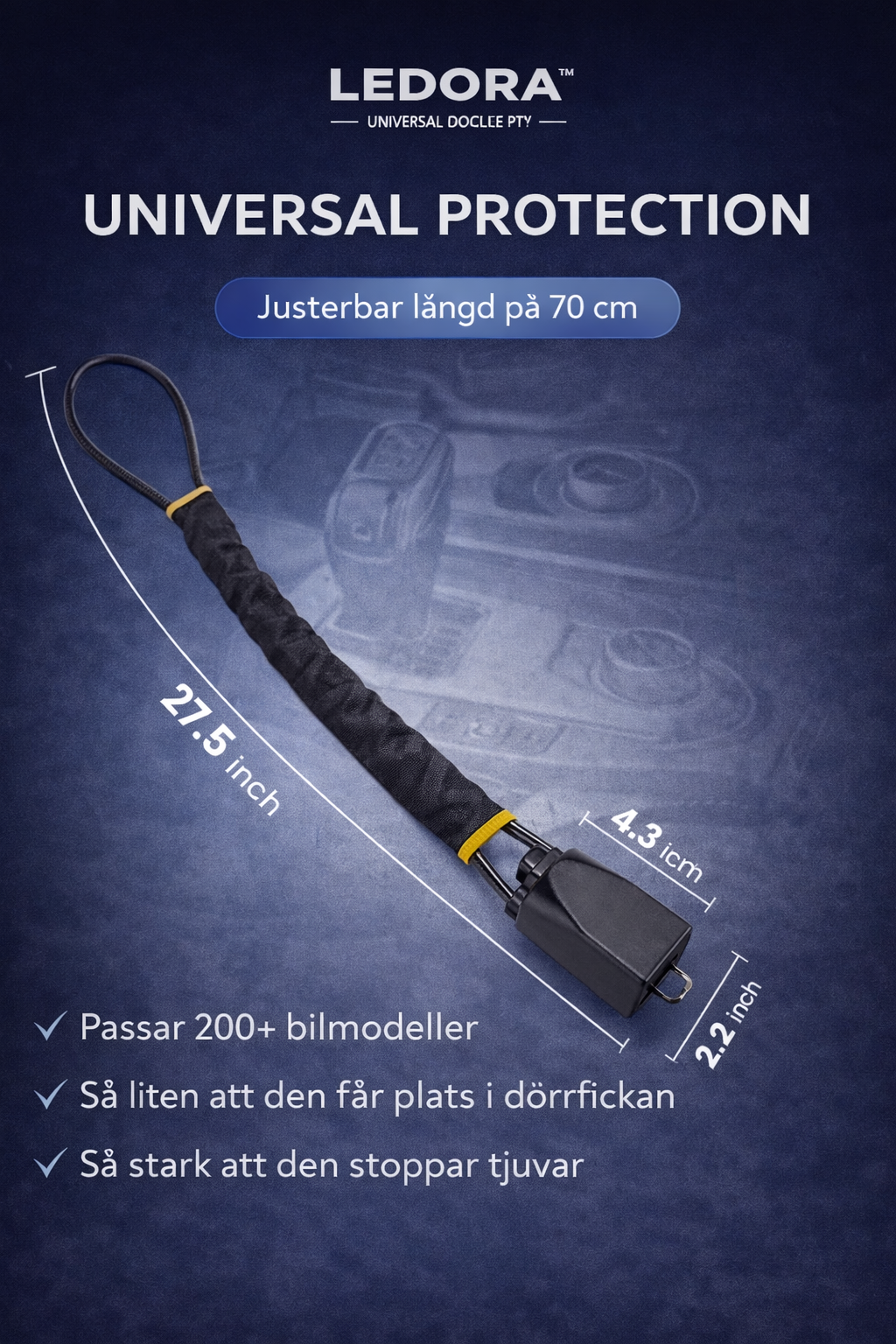 Ledora™ DriveLock Pro – Synligt rattlås som stoppar stöld innan den börjar