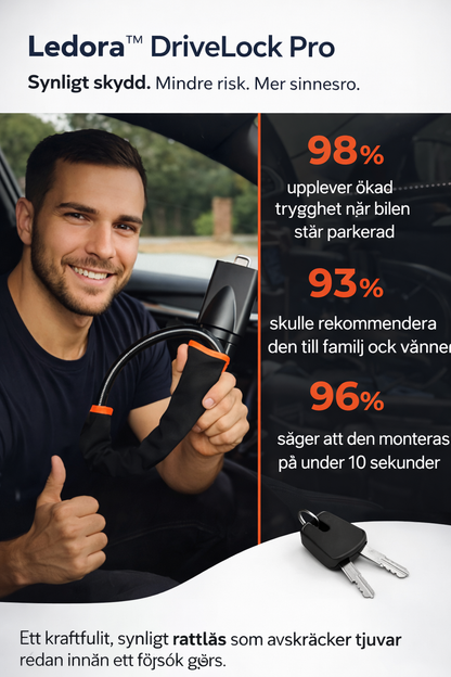 Ledora™ DriveLock Pro – Synligt rattlås som stoppar stöld innan den börjar