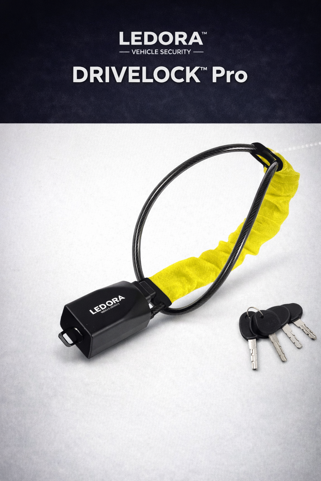 Ledora™ DriveLock Pro – Synligt rattlås som stoppar stöld innan den börjar