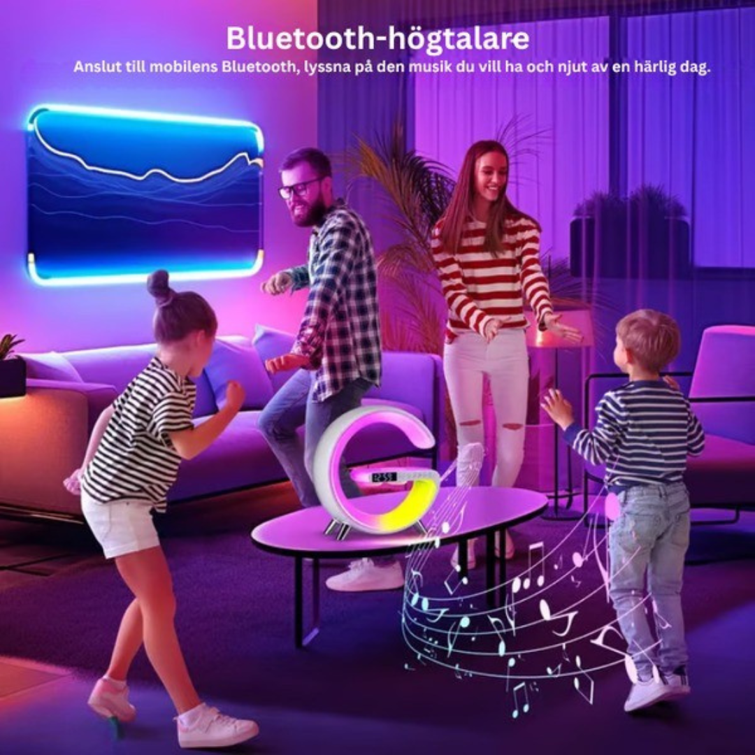 🎉 PartyGlow™ – LED Festljus, Bluetooth-Högtalare & Trådlös Laddare