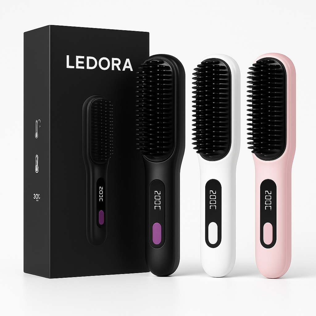 Ledora™ – Perfekt för On-the-Go Styling | Trådlös Hårborste för Snabb & Skonsam Hårvård