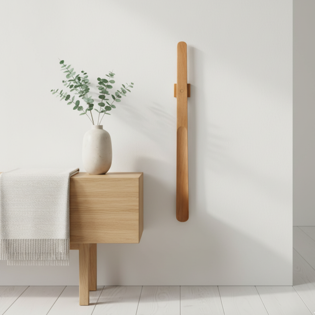 Magnetiskt Skohorn i Massivt Trä – Stilren Väggmontering