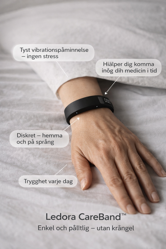 Ledora CareBand™ – Tyst medicinpåminnelse – för dig eller någon du bryr dig om