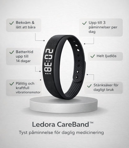 Ledora CareBand™ – Tyst medicinpåminnelse – för dig eller någon du bryr dig om