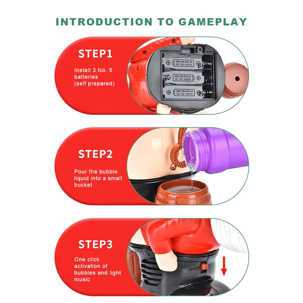 BubbelButt™ Tomte – Bubbelblåsande jultomte