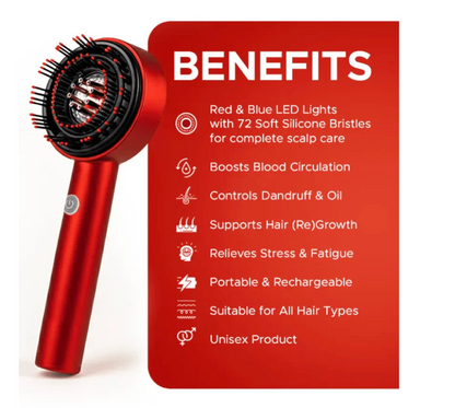 Ledora™ RedThera™ – Elektrisk Vibrationsborste med Rött Ljus & Hårväxtmassage