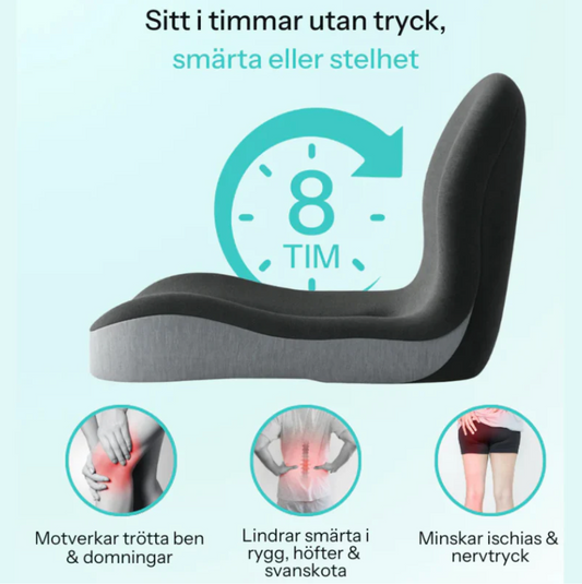 Ergonomisk Sittkudde – Lindrar Smärta i Ländrygg, Höft & Svanskota